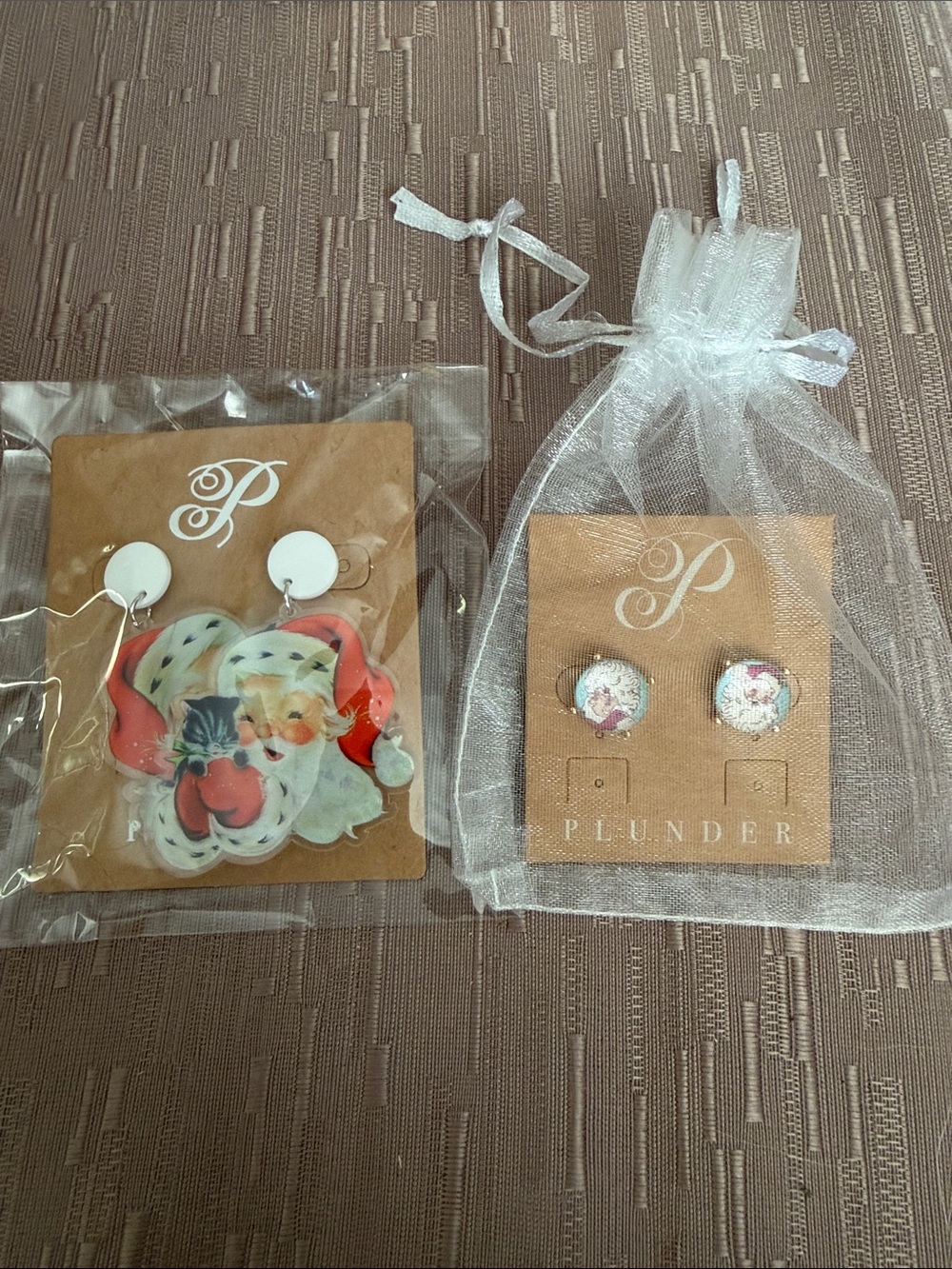 Plunder TWO Earring Sets Santa